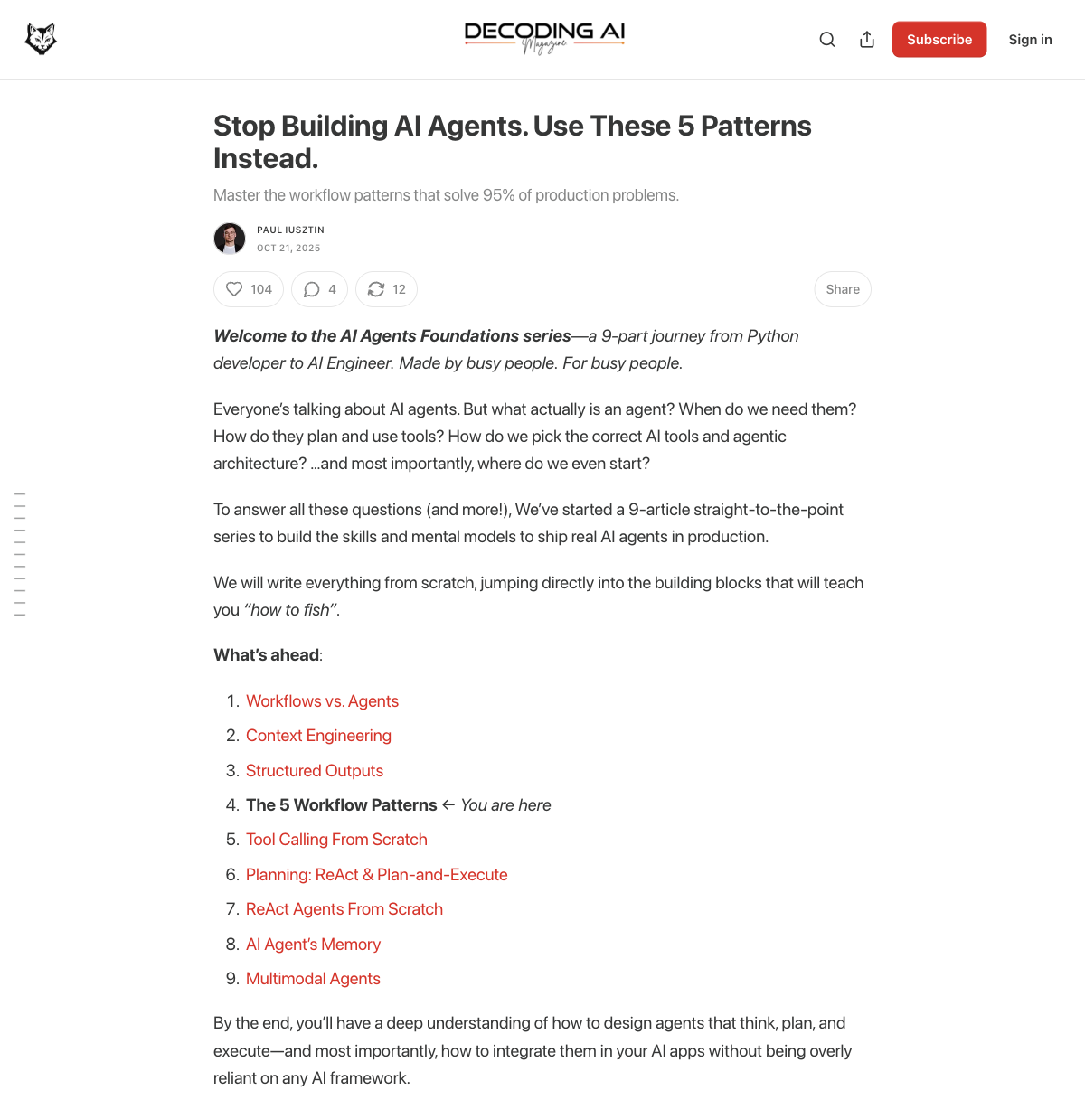 Stop Building AI Agents. Use These 5 Patterns Instead.